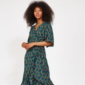 Silk and Salt Peacock Wrap Dress